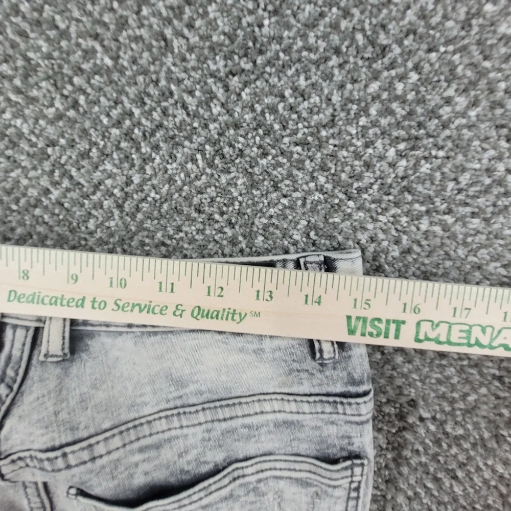 Smoke Rise Mens Distressed Acid‎ Wash Moto Jeans Gray 28x32 Slim Ripped Denim
